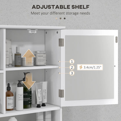 Wall Mount Mirror Cabinet Bathroom Storage Single Door Mounted Glass Cupboard