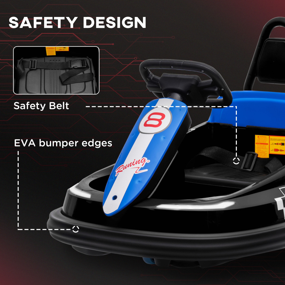 HOMCOM 6V Kids Bumper Car, 360-Degree Rotation Waltzer Car w/ 2 Speeds - Black