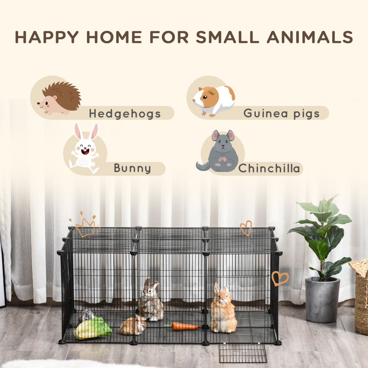 DIY Pet Playpen Cage 22 Piece w/Door Bunny Chinchilla Guinea Pig Pawhut