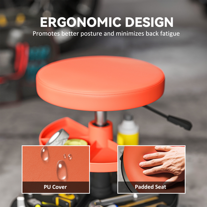 HOMCOM Rolling Mechanic Stool, 135kg Capacity Workshop Stool, Yellow