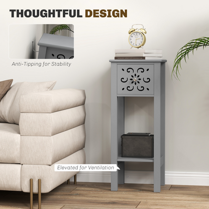 Elegant Floral Design Grey MDF Storage Unit Set - Durable & Stylish