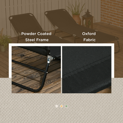 Outsunny  Folding Sun Loungers Set of 2 with Adjustable Backrest, Black