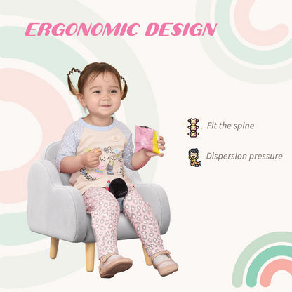 Cloud-Shaped Toddler Armchair, Kids Mini Chair for Playroom, Bedroom - Grey