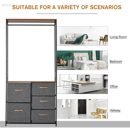 175x83cm Freestanding Clothes Hanger Storage Unit SteelBlack Brown Coat Rack
