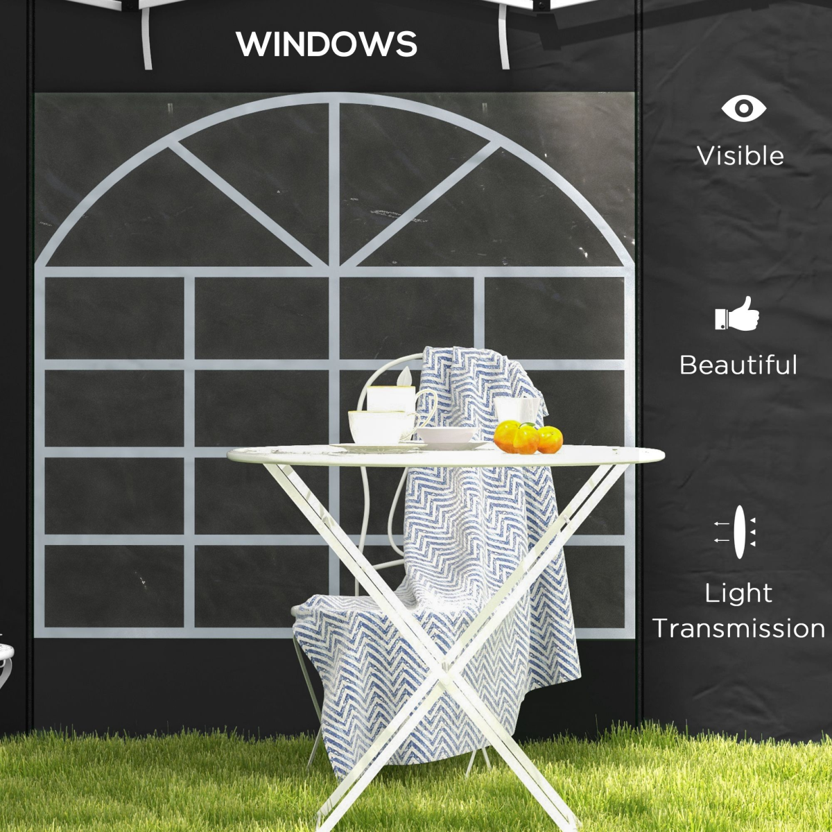 Outsunny 3x3(m) or 3x6m Pop Up Gazebo Side Panels Replacement, 2 Pack, Black