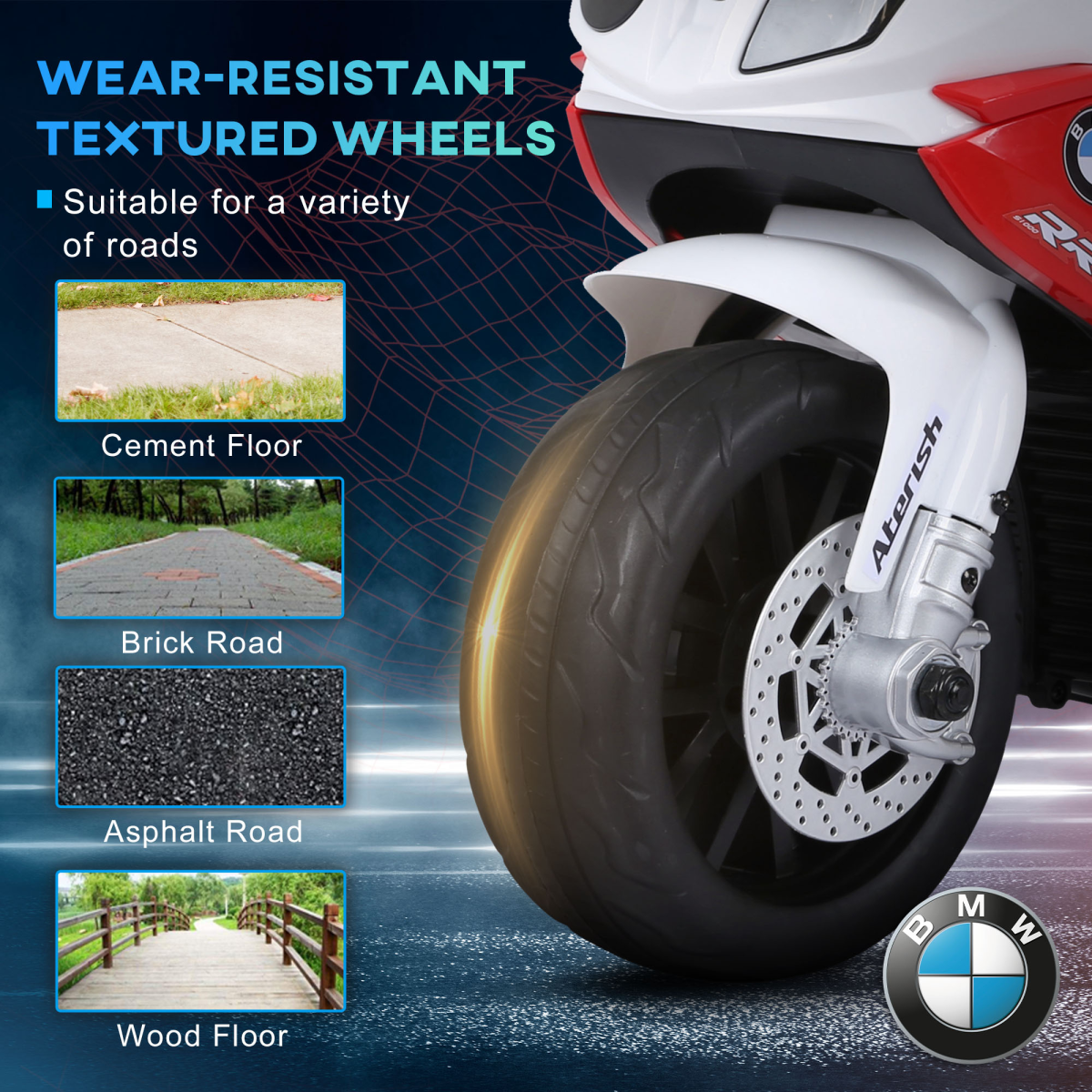 Electric Kids Ride on Motorcycle BMW Liscensed w/ Headlights Music Red
