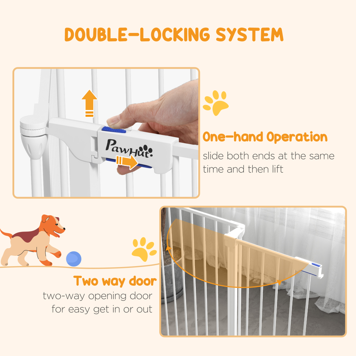 PawHut 2 in 1 Dog Pen, Safety Pet Gate, 6 Panels, for Medium Dogs, 90Hcm - White