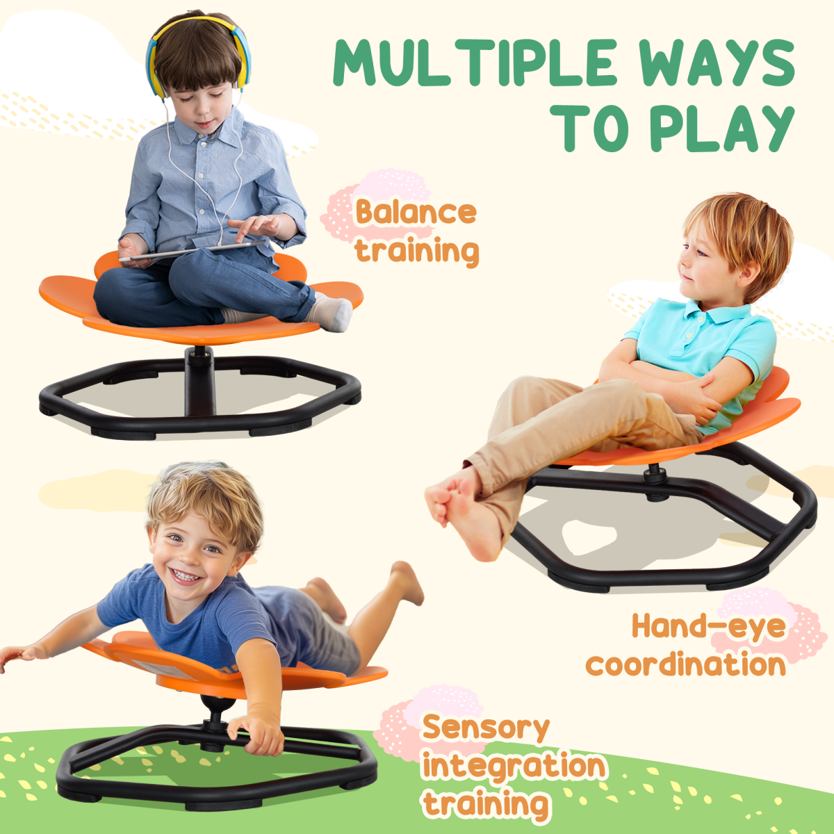 AIYAPLAY Sensory Spinning Chair for Autism Kids, for Coordination & Balance
