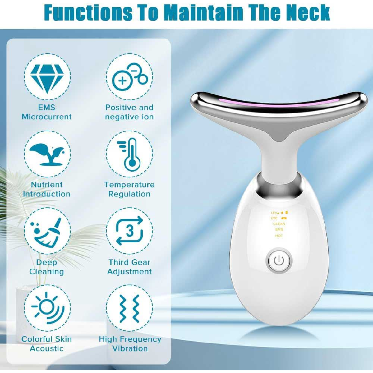 Neck Face Massager Face Sculpting Tool 3 Colour Modes and Vibration for Facial Massager for Double Chin - Black