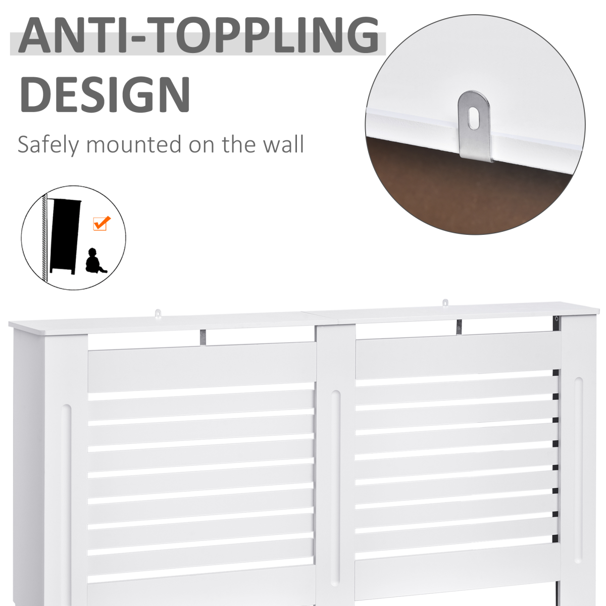 MDF Radiator Cover, 152 cm L-White