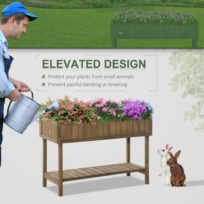 Wooden Raised Bed Container Garden Plant Stand 8 Boxes 110x46x76cm Brown