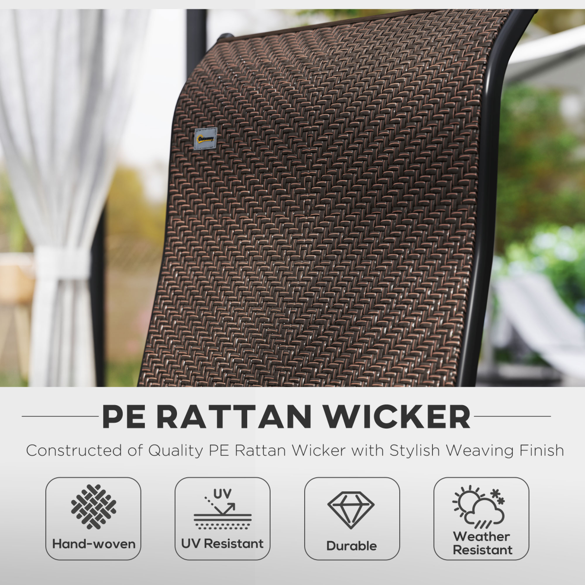 Outsunny Set of 4 Outdoor Rattan Folding Chair w/ Adjustable Backrest Brown