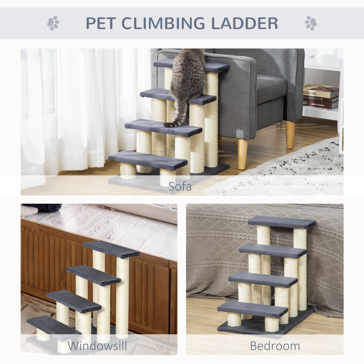 Pet Stair Dog Cat Step Ladder Climb Plush Soft Comfort Particle Board