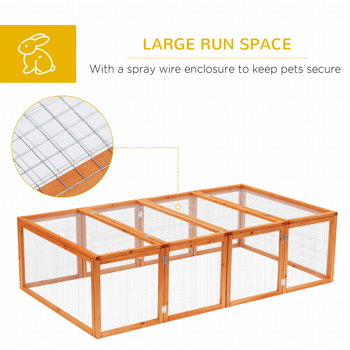 New Rabbit Hutch Cage with Run and Play Space Mesh Wire Safety for Outdoor