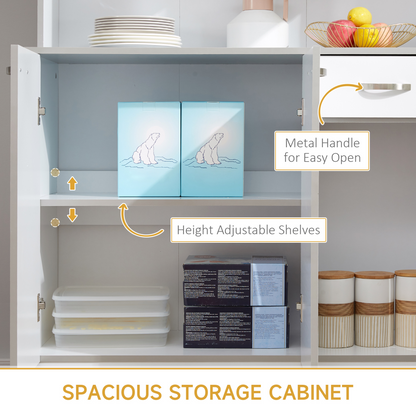 HOMCOM Freestanding Kitchen Cupboard, Storage Cabinet with Doors, Drawer