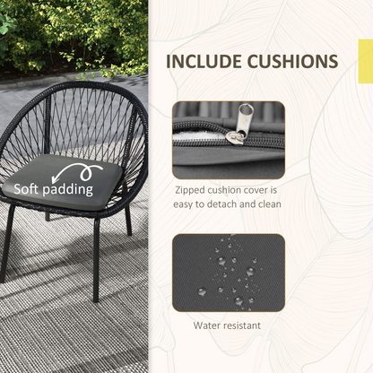 Outsunny 3 Piece Garden Furniture Set, Bistro Set w/ 2 Chairs & 1 Coffee Table