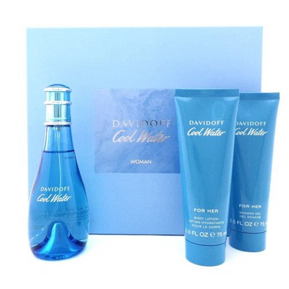 Davidoff Cool Water Gift Set (Eau De Toilette 100ml  Body Lotion 75ml  Shower Gel 75ml)