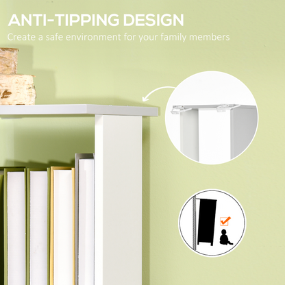 5-Tier Bookshelf, Freestanding Bookcase Storage Shelving Light Grey