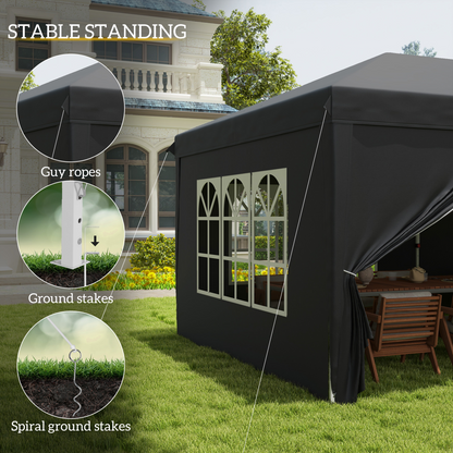 3 x 6m Pop Up Gazebo Height Adjustable Party Tent w/ Storage Bag Black