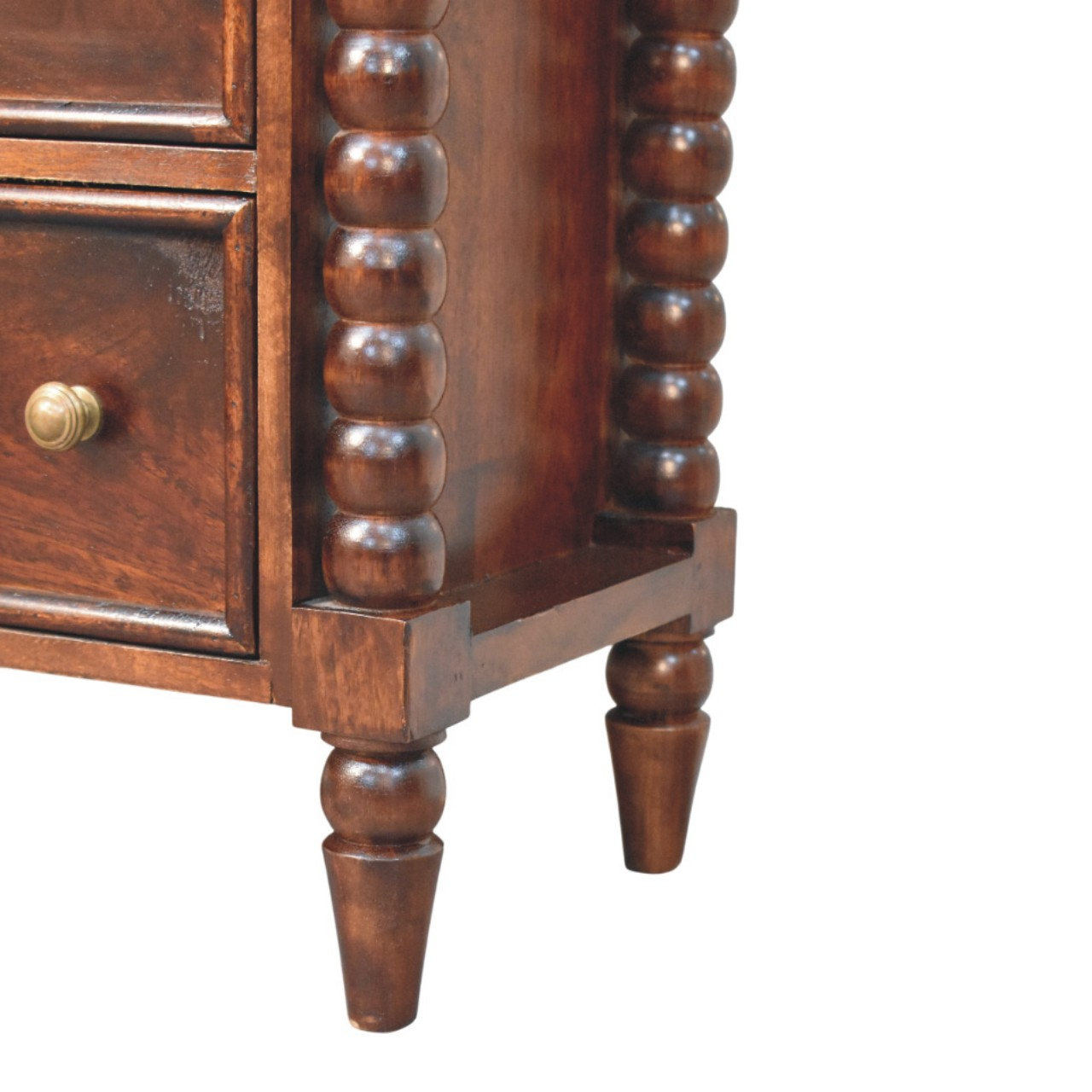 Artisan Furniture Solid Wood Spindle Winewood Chest, 3 Drawers, Brown