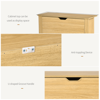 12-Shoe Storage Cabinet 4 Shelves 2 Drawers Tabletop 4 Legs Brown