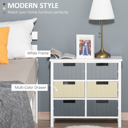 Simple Chest of 6 Drawers Storage Cabinet for Dining & Living Room