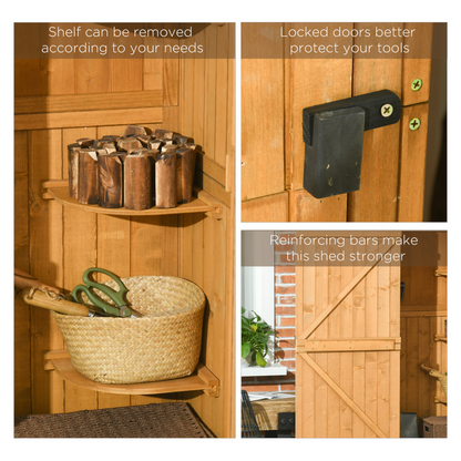 Garden Shed Utility 3 Shelves Wood Outdoor  77 x 54.2 x 179cm - Brown