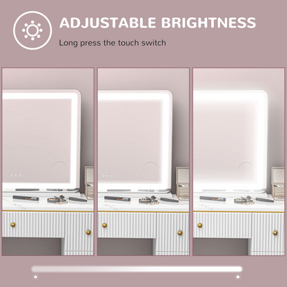 HOMCOM Vanity Mirror with Lights, 10X Magnifying, USB Charging Port, White