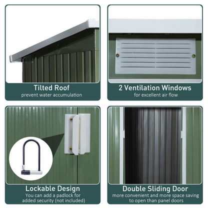 Garden Storage Shed Sloped Roof Outdoor Equipment Tool Storage 213x130x173cm