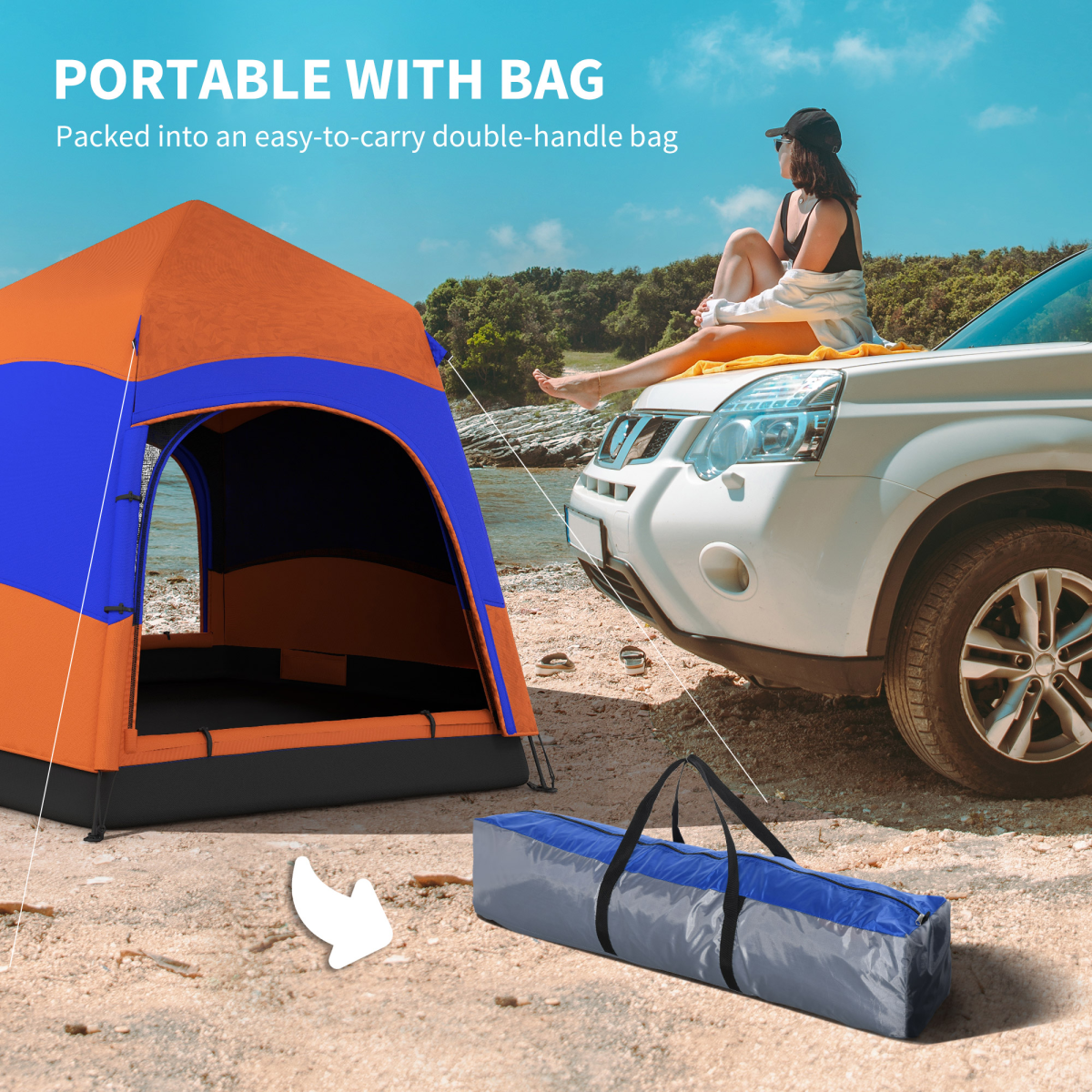 4 Person Pop Up Tent Camping Festival Hiking Shelter Family Portable Outsunny