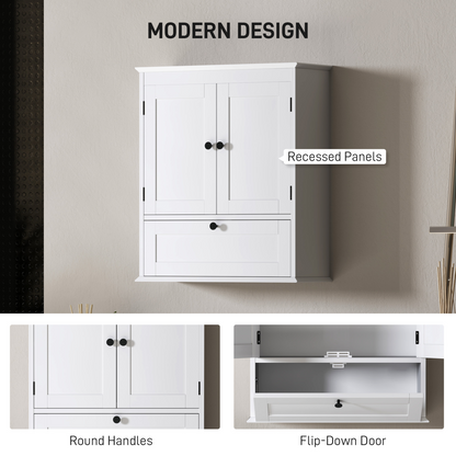 HOMCOM Bathroom Cabinet Wall Mounted with Adjustable Shelf, White