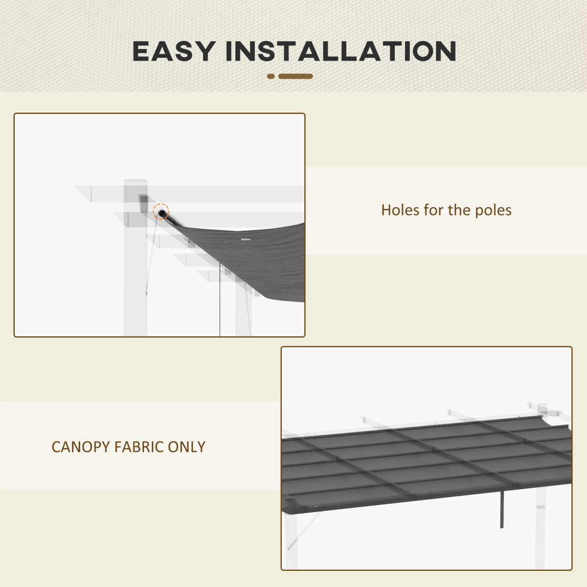 Outsunny Pergola Shade Cover Replacement Canopy for 4 x 3(m) Pergola, Grey