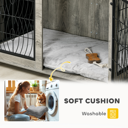 PawHut Dog Crate Furniture, 44.5" End Table for Extra Large Dogs w/ Cushion