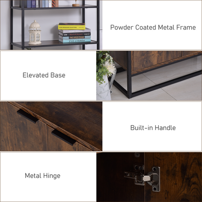 Storage Cabinet with 3 Open Shelves Cupboard for Livingroom Bedroom