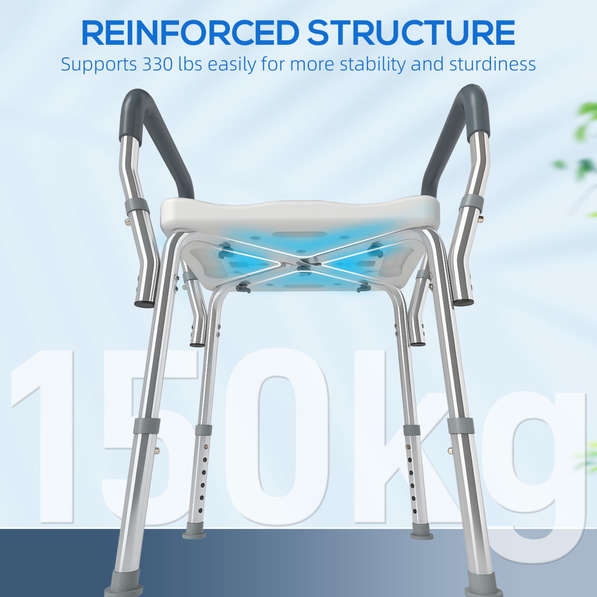HOMCOM Rust-Free Aluminium Bath Chair with Adjustable Height, Grey