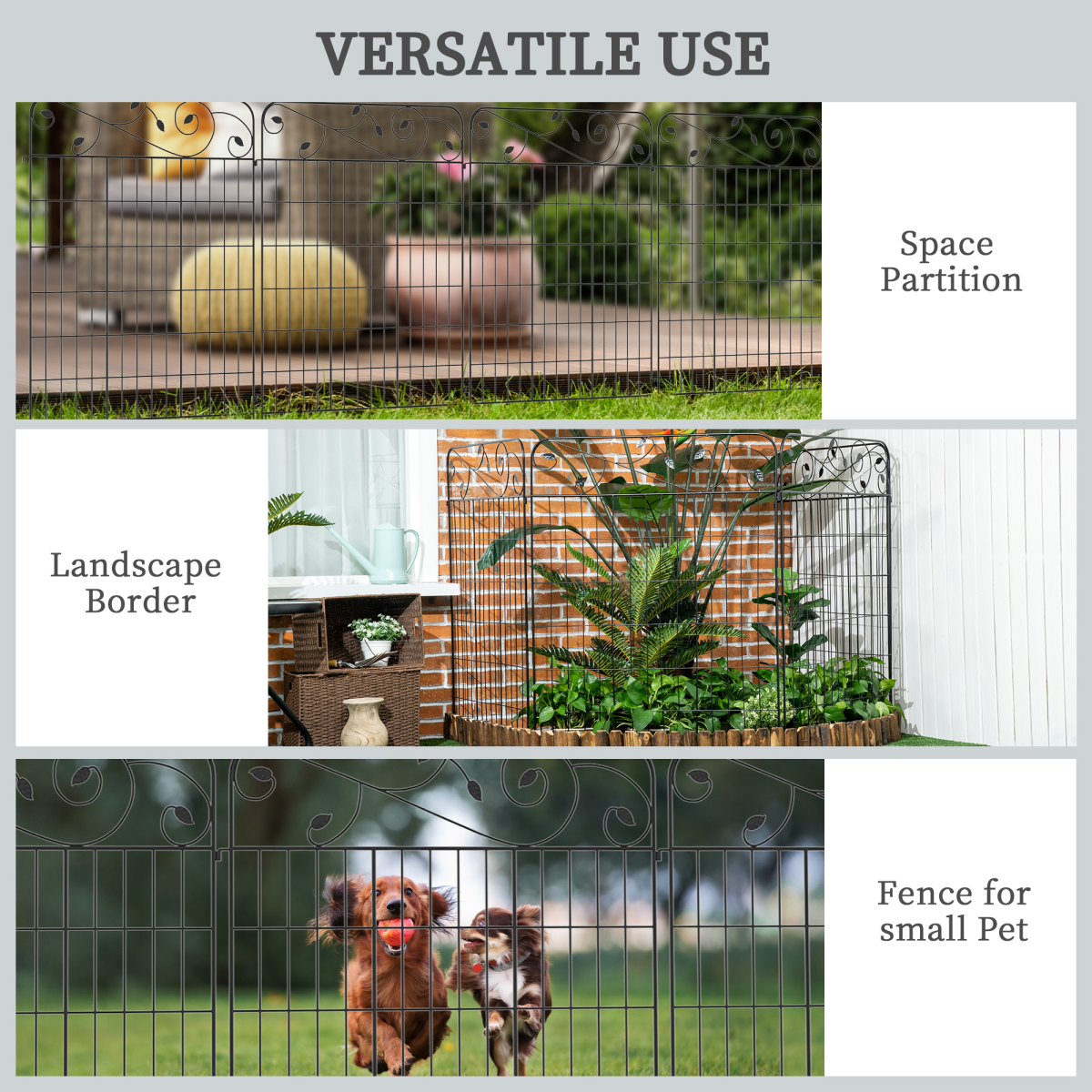4PCs Garden Fencing Panels 43in x 11.5ft Flower Bed Border Edging Animal Barrier
