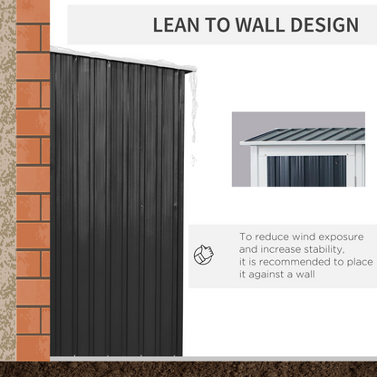 Garden Storage Shed, Sloped Roof, Lockable Door Grey, 142 x 84 x 189cm