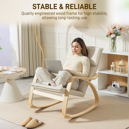 HOMCOM Comfortable Relax Rocking Chair with High Back, Cream White