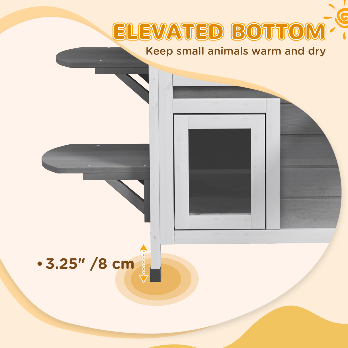 Cat Condo w/ Tons of Room & Openable Roof, Fir Wood, Outdoor/Indoor Catio Grey