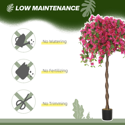 HOMCOM Set of 2 Decorative Artificial Plants Fake Plants Purple and Red