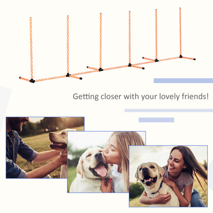 Dog Agility Weave Poles Training Obstacle Course Set Slalom Equipment w/ Whistle