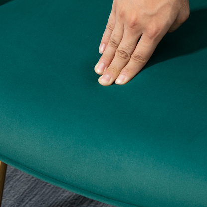 HOMCOM Button Tufted Armchair with Footstool and Gold Tone Steel Legs Dark Green