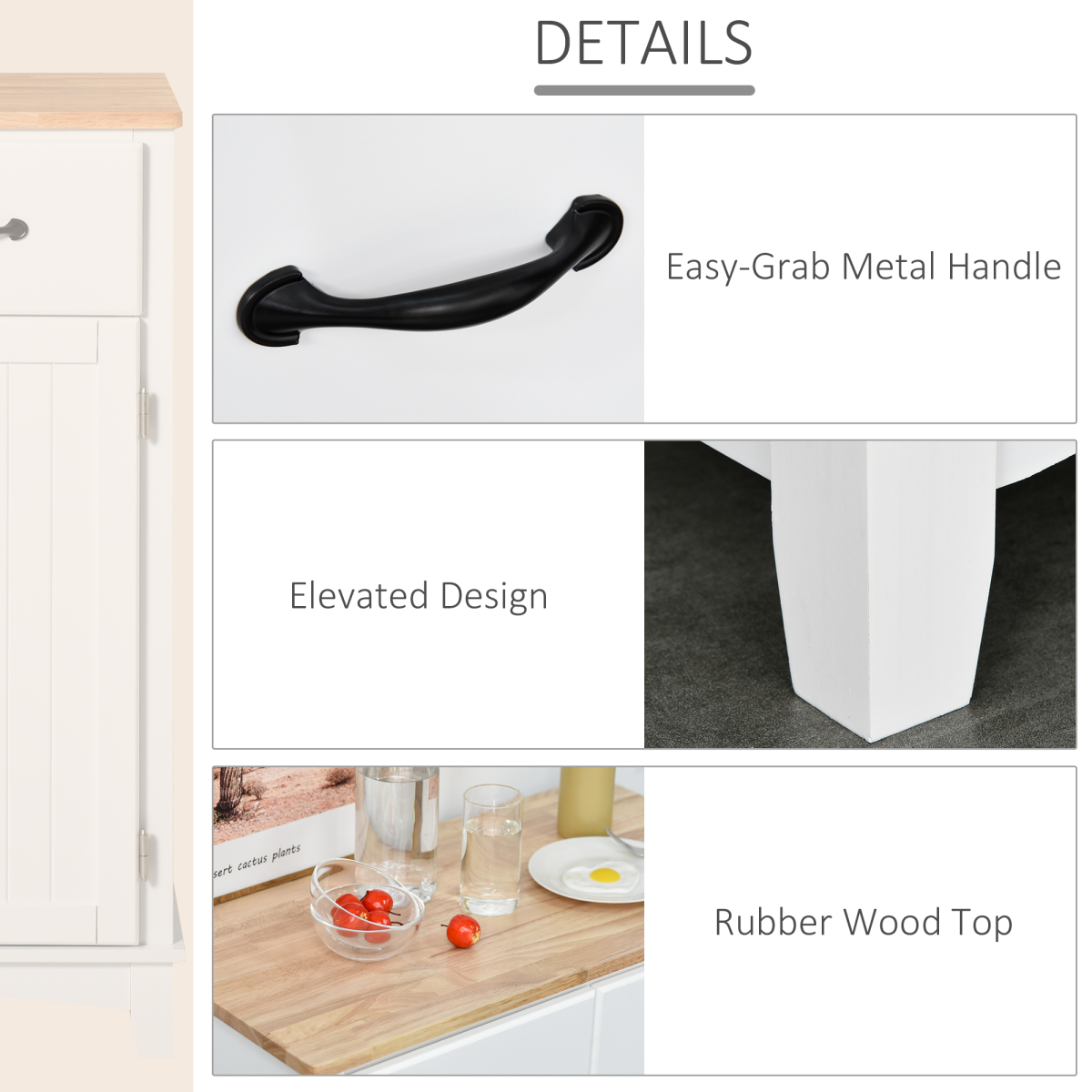 Simple Kitchen Cupboard Storage Cabinet w/ Drawer Living & Dining Room