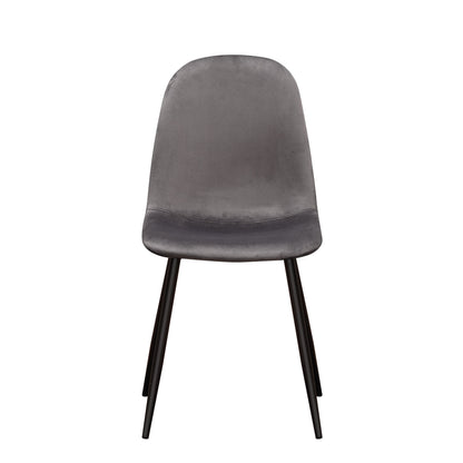 AcaciaHome Modern & Stylish Velvet Cushion Padded Fabric Chair with Black Metal Legs – Comfortable Upholstery with Strong Frame Perfect for Living Rooms, Dining Areas, Offices, & Lounges (Grey)