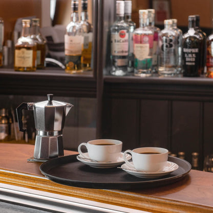 Black 45.5cm Round Non-Slip Serving Tray