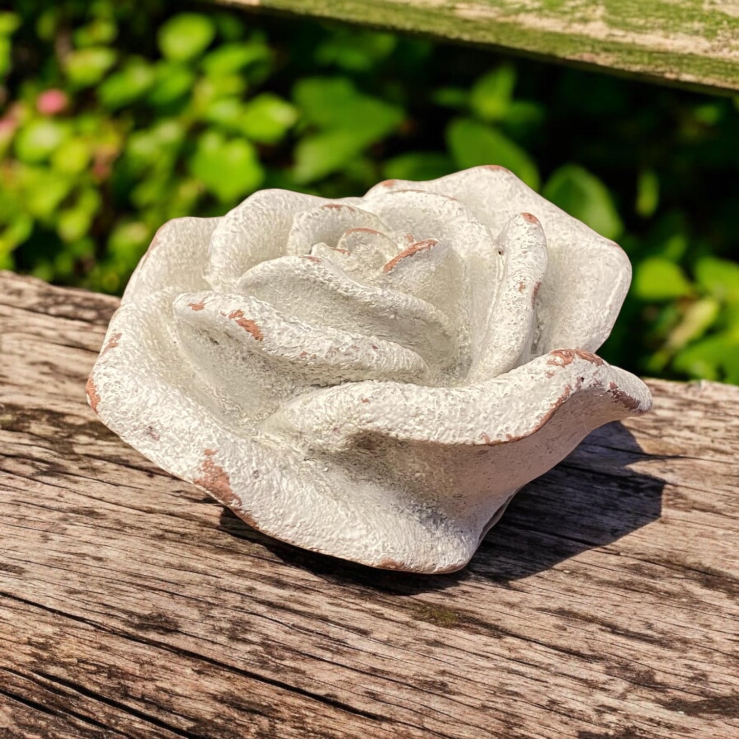 Flower on a Base Garden Ornament Resin Art Sculpture Figurine Stone Look 15cm