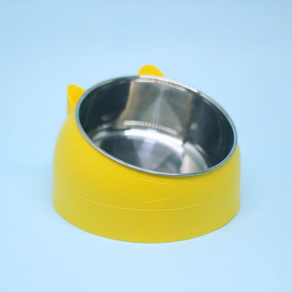Stainless Steel Dog Bowl Double Bowl Cervical Protection Oblique Mouth Hot Pet Food Basin Supplies