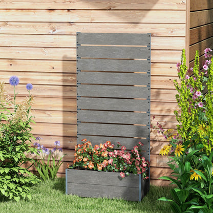 Outsunny 34 x 69.5cm Garden Planter Box, with Back Trellis, Grey