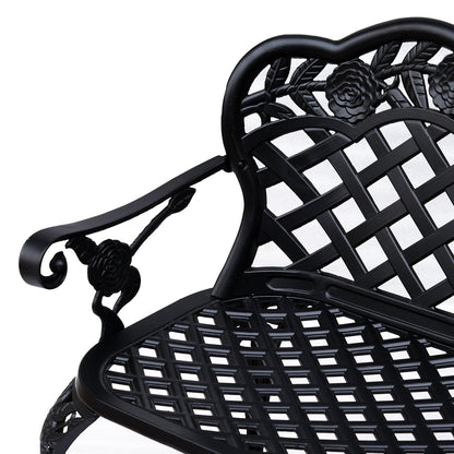 Outsunny Garden Bench, Cast Aluminium, 107Lx58Wx85H cm-Black