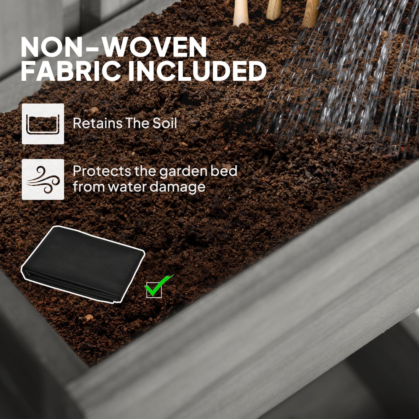 Outsunny Wall-mounted Wooden Garden Planters with Trellis, Drainage Holes and 3 Planter Boxes for Patio, Grey
